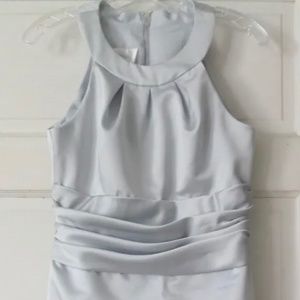Davids Bridal SIZE 10 Solid Silver Satin Dress Sleeveless Dance or Party  Dress